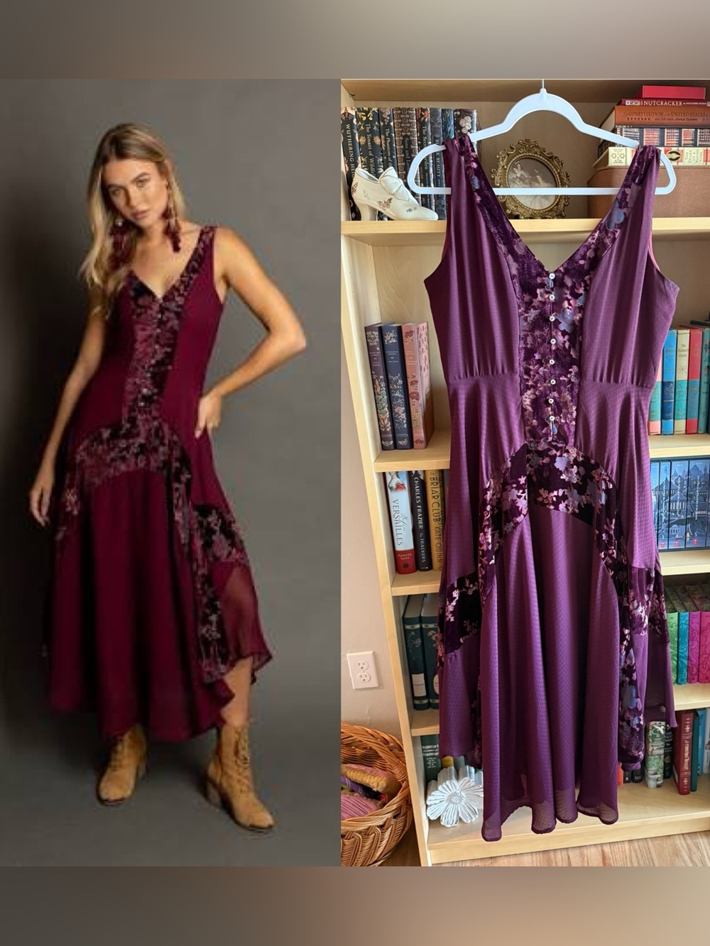 Joyfolie Nahri Floral Velvet Burnout Dress
